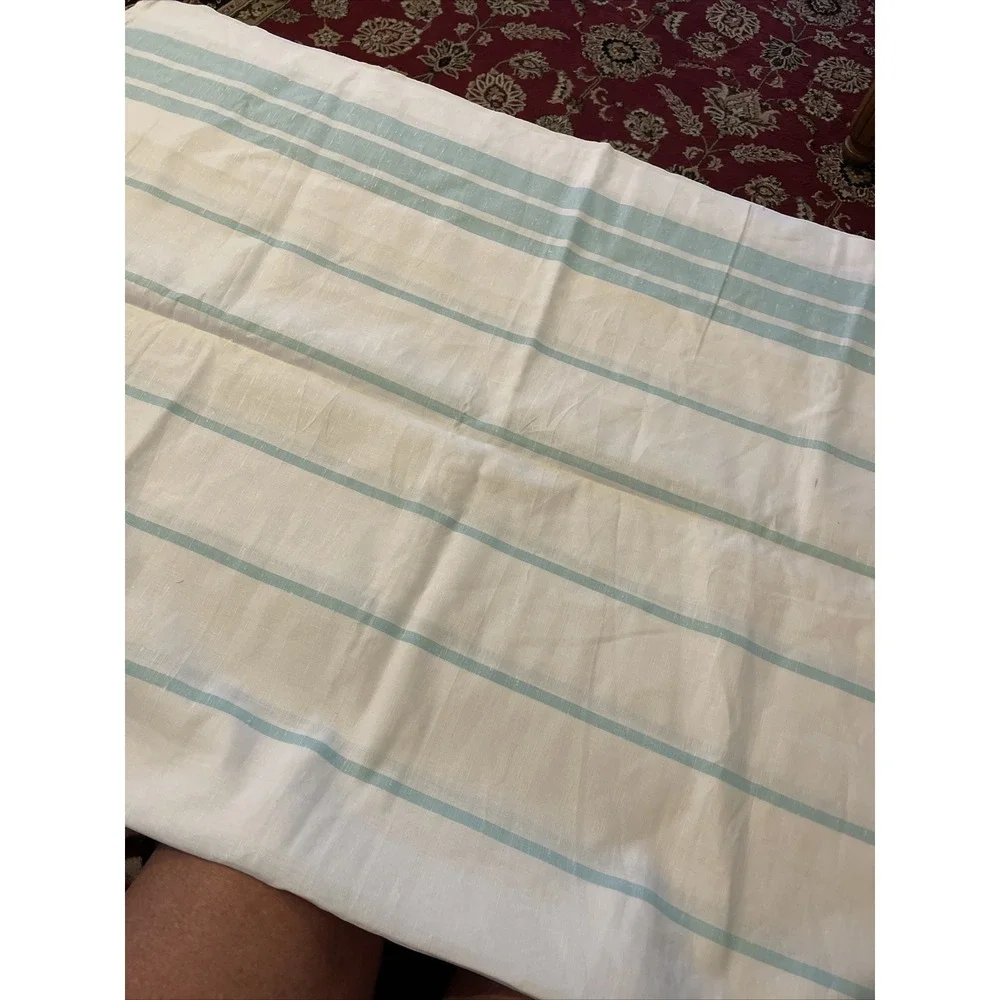 Vintage Light Blue & White Striped Tablecloth Unbranded 60